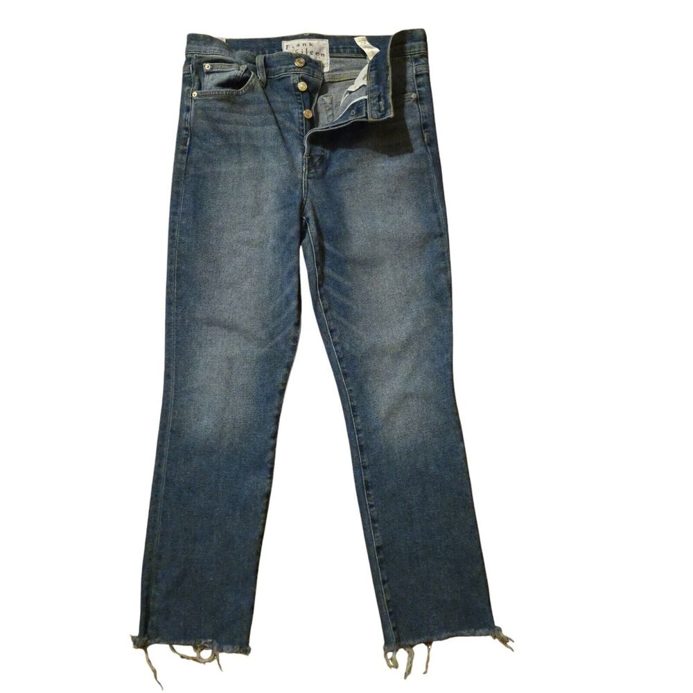 Frank & Eileen Size 30 Cork Button Fly Jeans Straight Leg High Rise Raw Hem